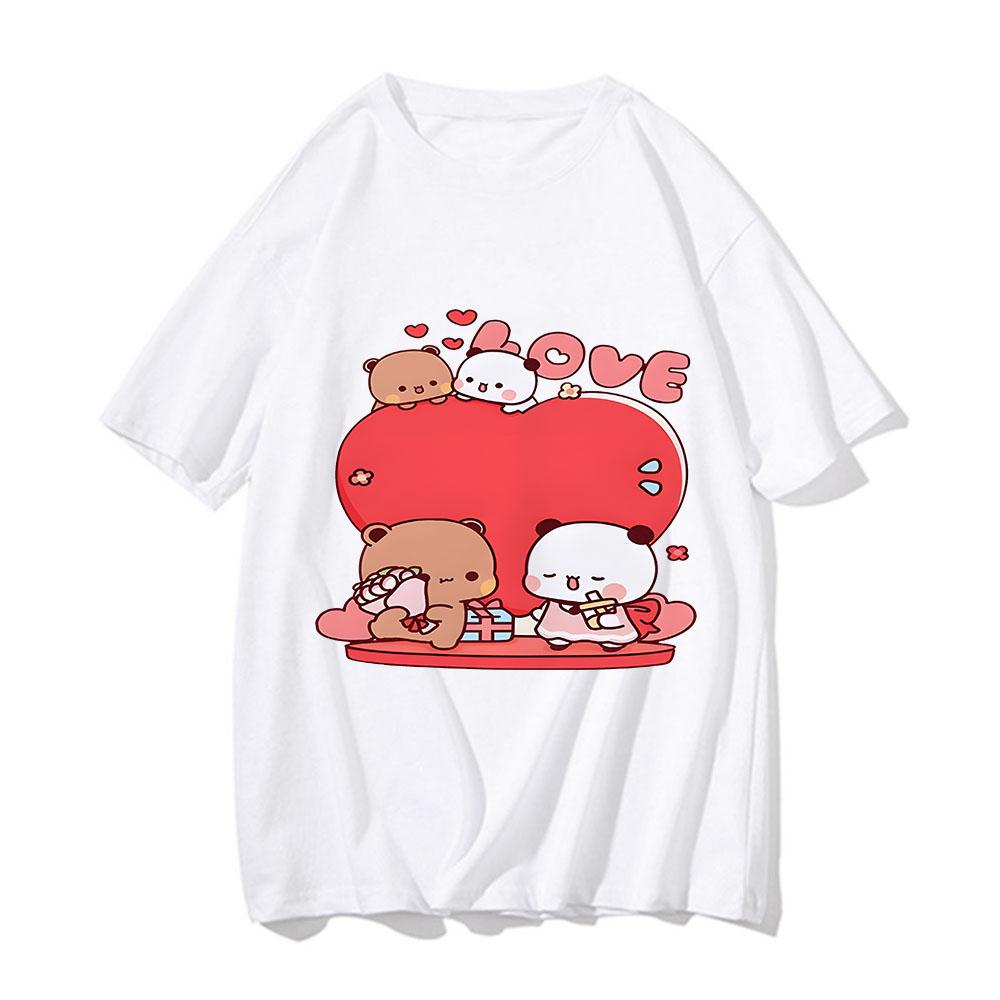 Funny Bubu and Dudu Print Tshirts Cotton UnisexWomen Clothing Harajuku Couple Valentines Day Gift Tshirt Unisex Tops Streetwear