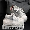 Pearlescent polished gold letter thick-soled muffin casual bread shoes dissolving shoes small 6cm small white shoes women's shoes