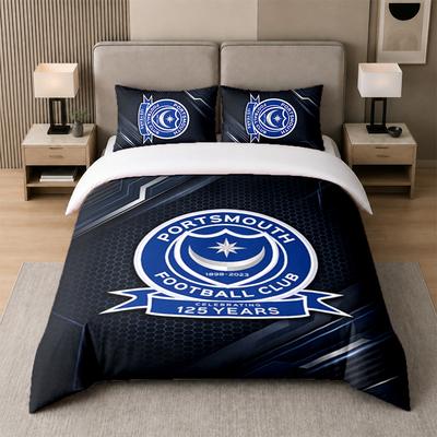 3Pcs Bedding SetPortsmouth FC Soft Bed Sheet and Two Pillowcases Home Bedroom Decor