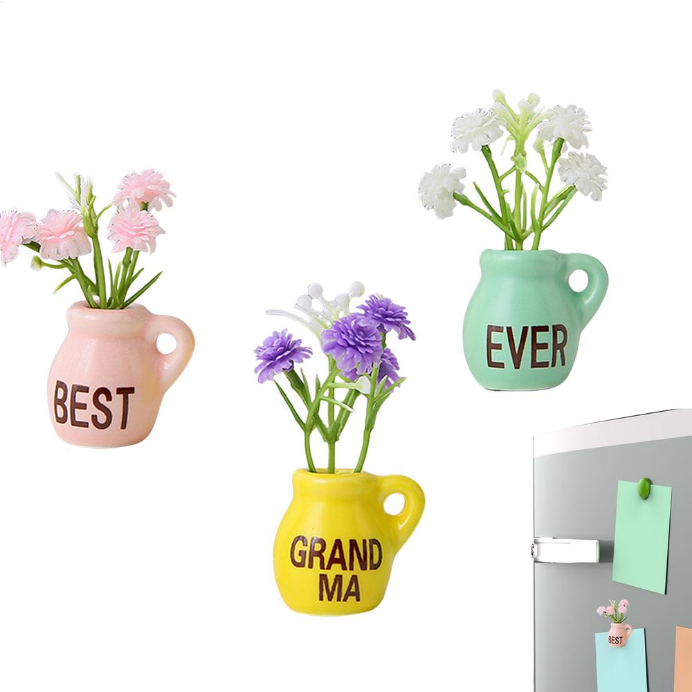 

Mini Vase Magnets Ceramic Flower 3D Cute Home Decor Tiny Vase Magnets for Fridge for Kitchen Cabinet Whiteboard Locker Office