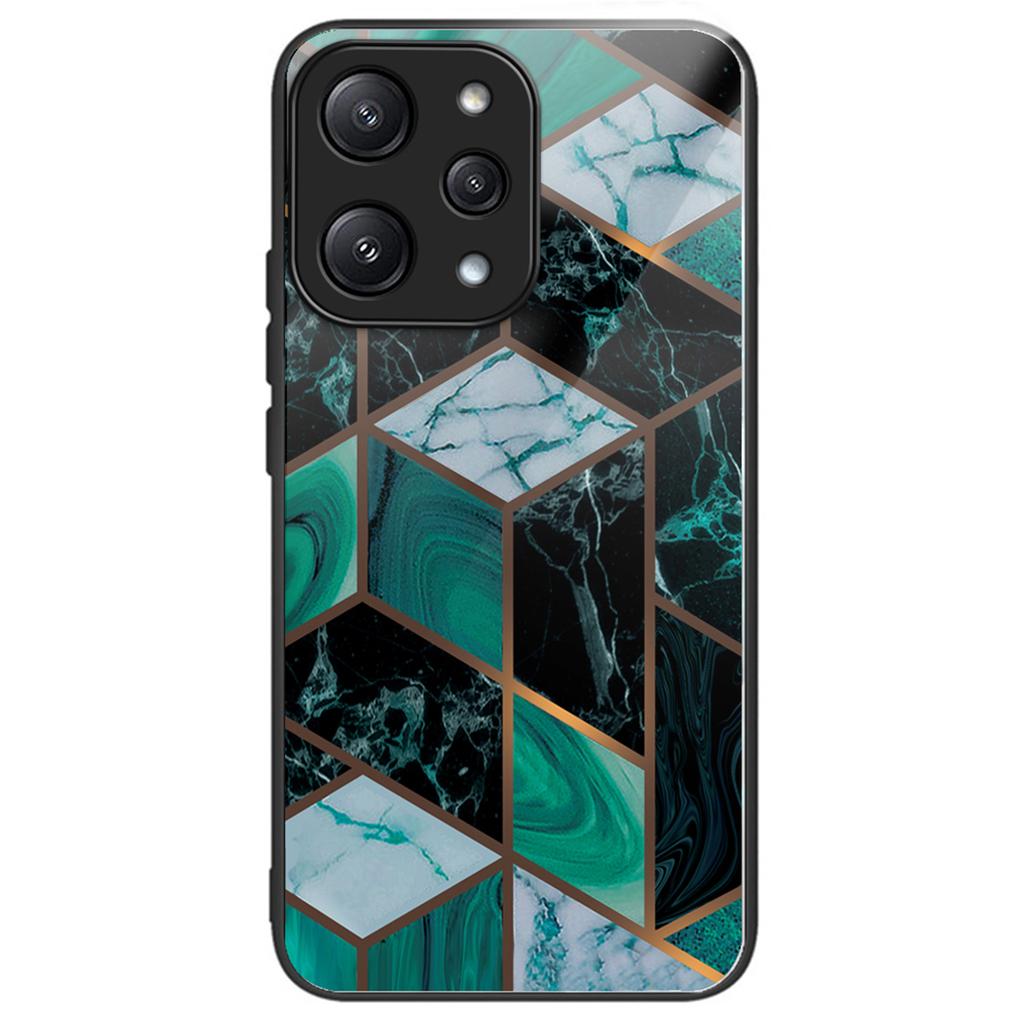 For Xiaomi Redmi 12 5G (Global)/Poco M6 Pro 5G Phone Case Marble Pattern Tempered Glass Back Cover