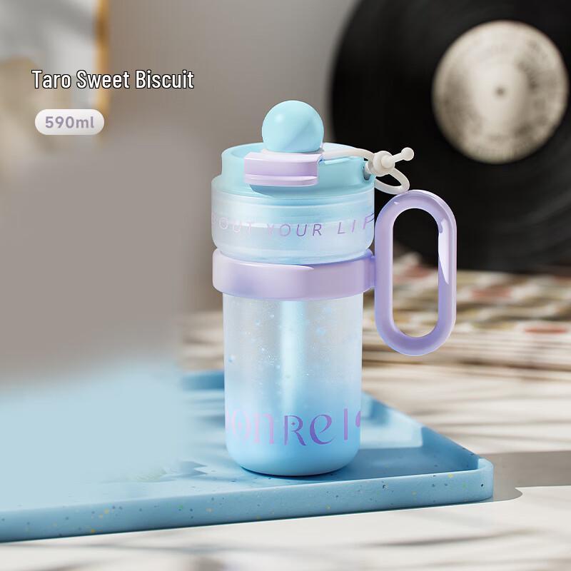 RELEA Double-Drink Plastic Water Bottle with Handle