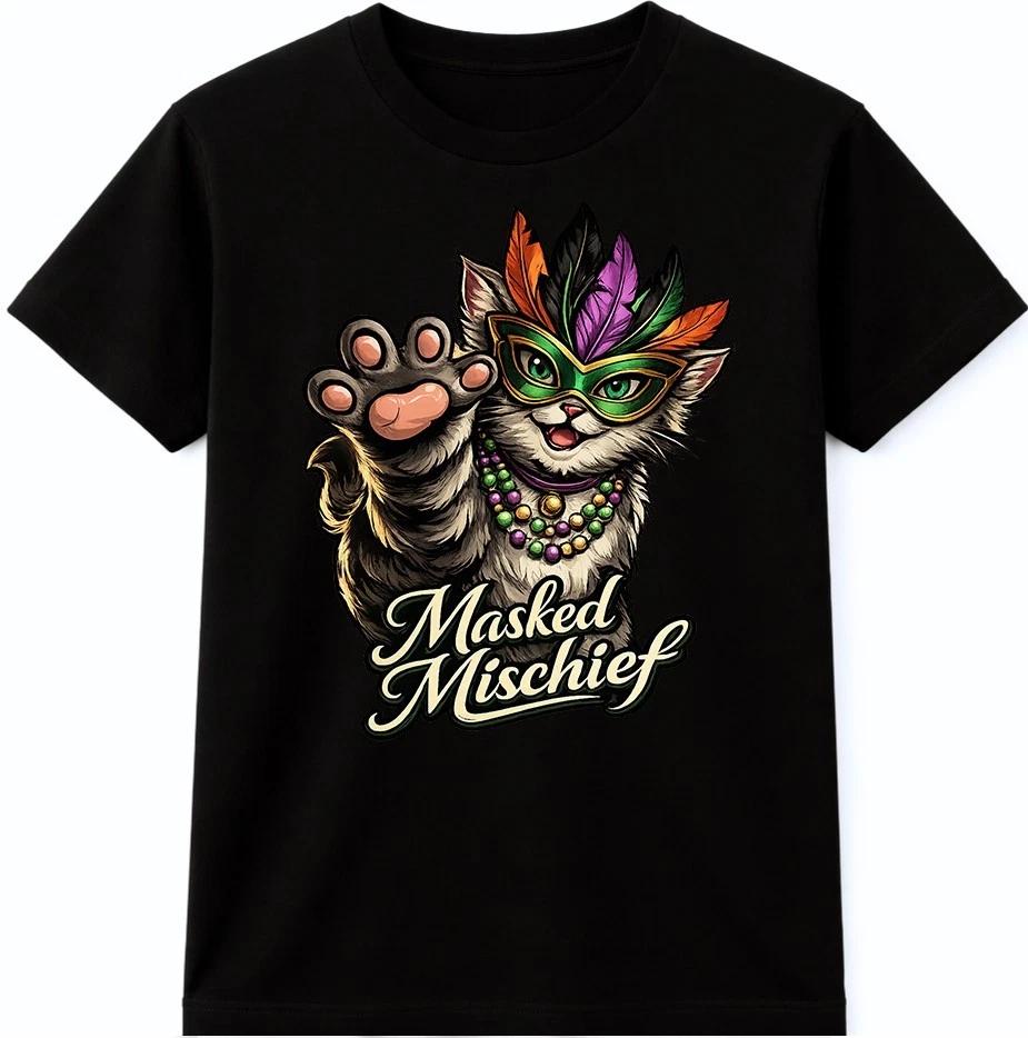 Cute Cat Mask T Shirt Funny Kitten Costume Cartoon Graphic Tee XXXXL