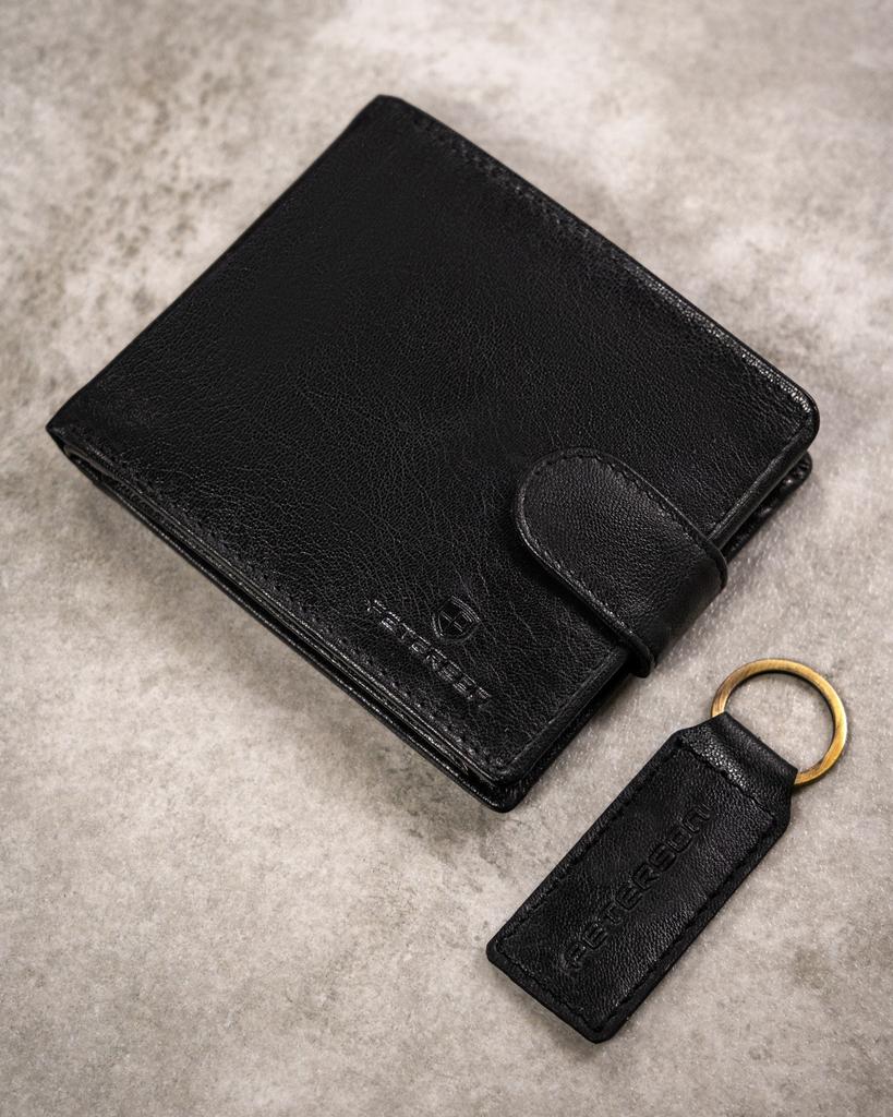 Gift Set: Men's Leather Wallet and Keychain - Peterson
