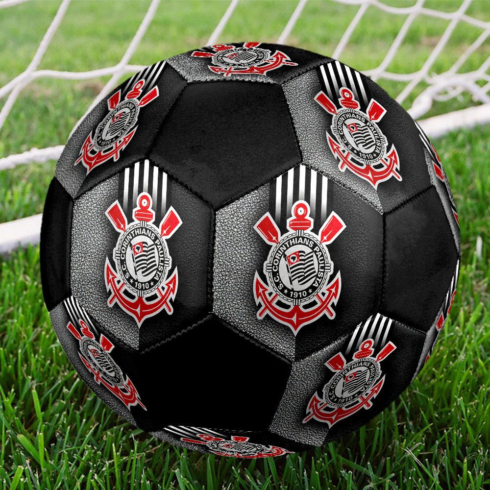 Corinthians Size 5 Soccer Ball, Machine-Stitched PVC, Durable & High Bounce, All Ages Fit, Fan Merchandise, Matches & Outdoor Use.