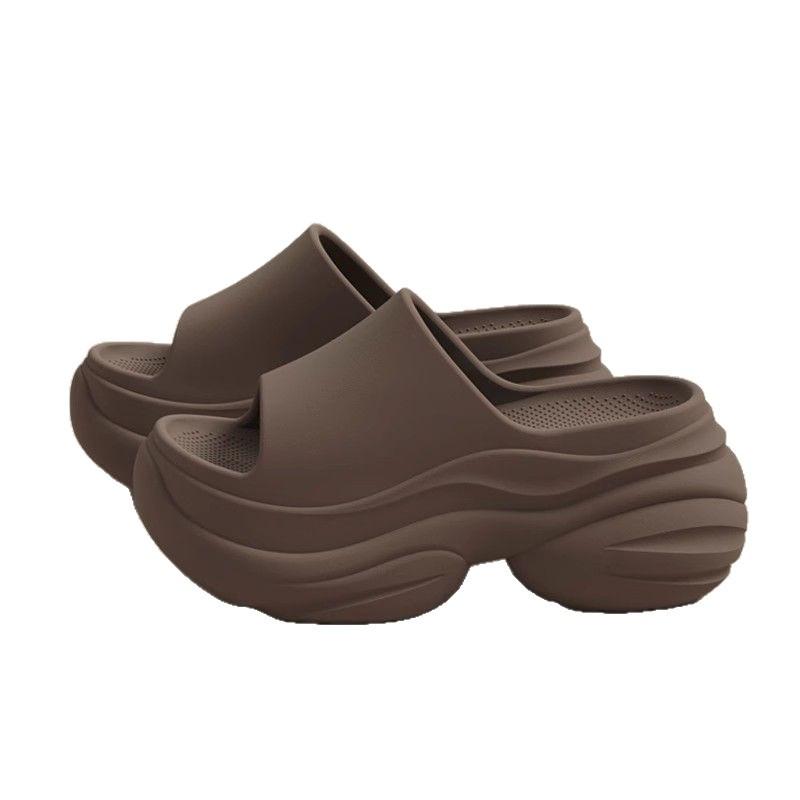 8.0CM black muffin cool slippers women's summer height increase thick bottom new fashion high sense trend outer wear