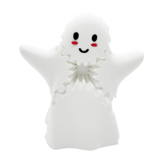 3D Printed Ghost Gear Cube Stress Anxiety Relief Halloween Cartoon Ghost Figurine Statue Fidget Toy Desktop Decoration Ornament