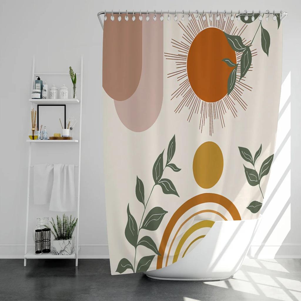 1pc Sun Print Shower Curtain Waterproof Cloth Bathroom Thickened Anti-mildew Partition Curtain Bathroom Curtain