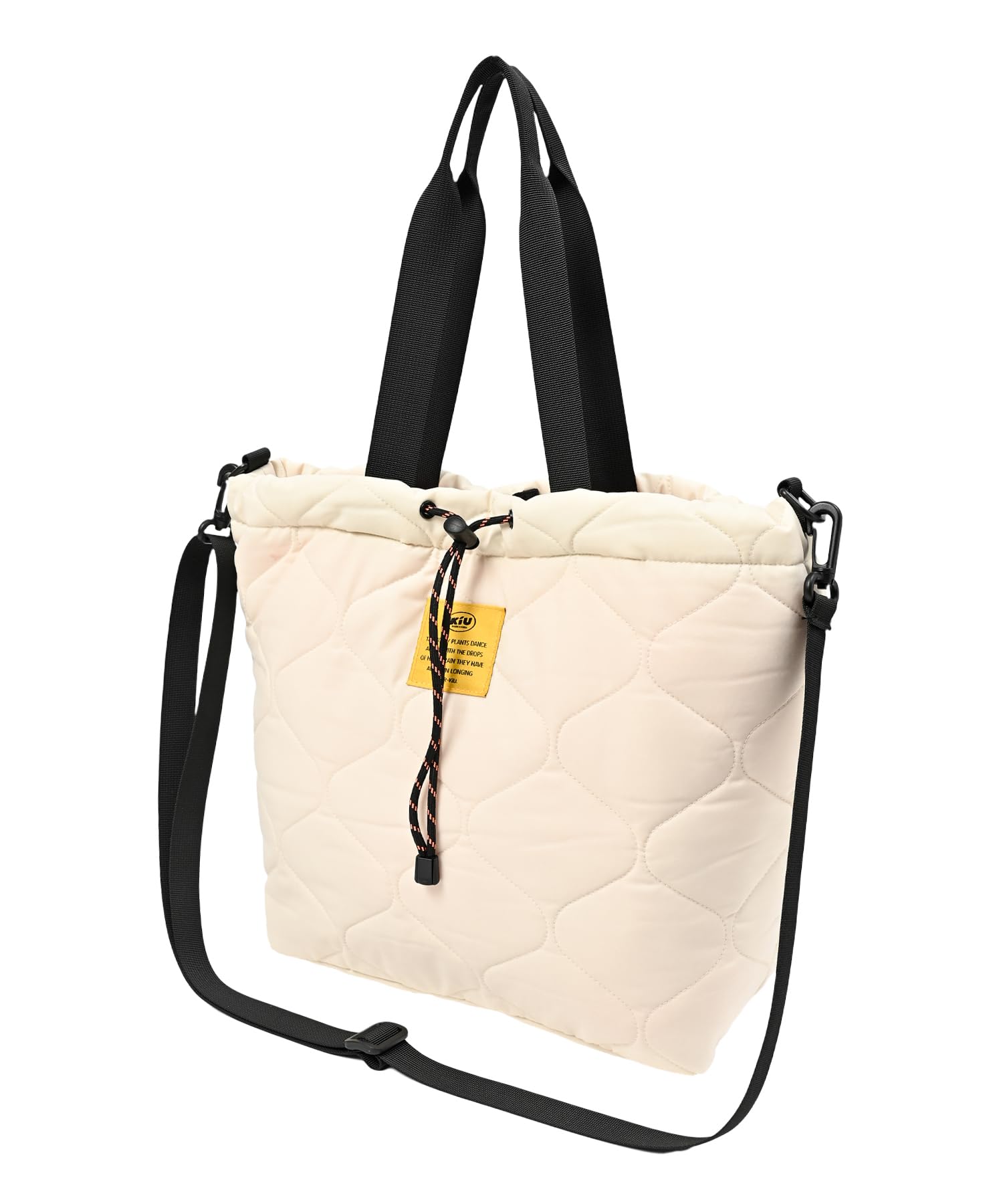 

KiU Стеганая сумка-тоут на шнурке, большая на плечо, водонепроницаемая, водоотталкивающая, стеганая, вместительная, сумка, на шнурке, простая, стильная, милая, повседневная, слоновая кость