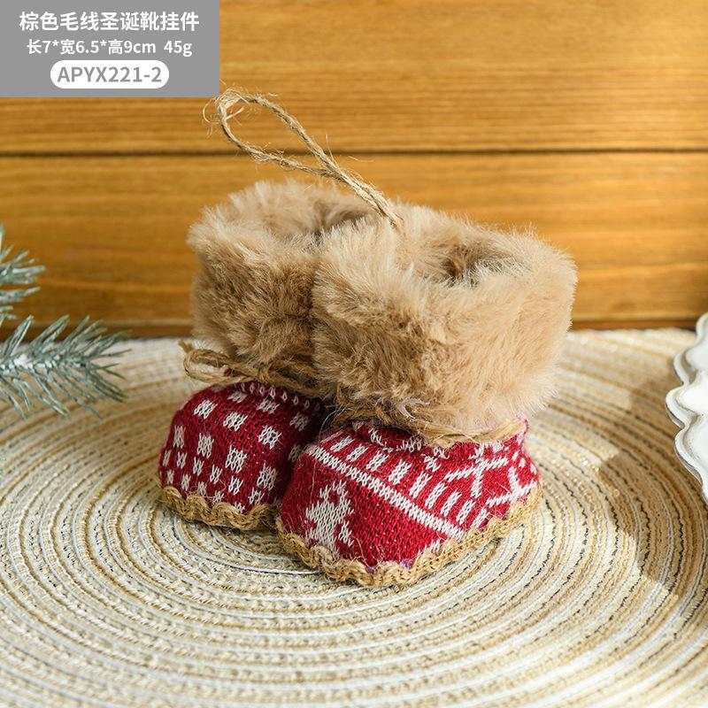 Festive Furry Christmas Ornament Mini Boot Tree Hanging Decoration Charm for Xmas Holiday Party Home Wall Decor Party Gift