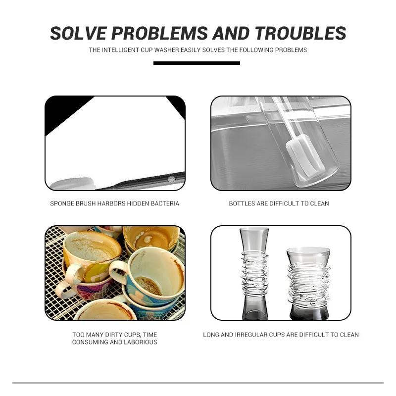 Automatic Glass Rinser Powerful Cup Washer for Kitchen Sink Stainless Steel Baby Bottle Cleaner Cup Washer for Sink with Brush