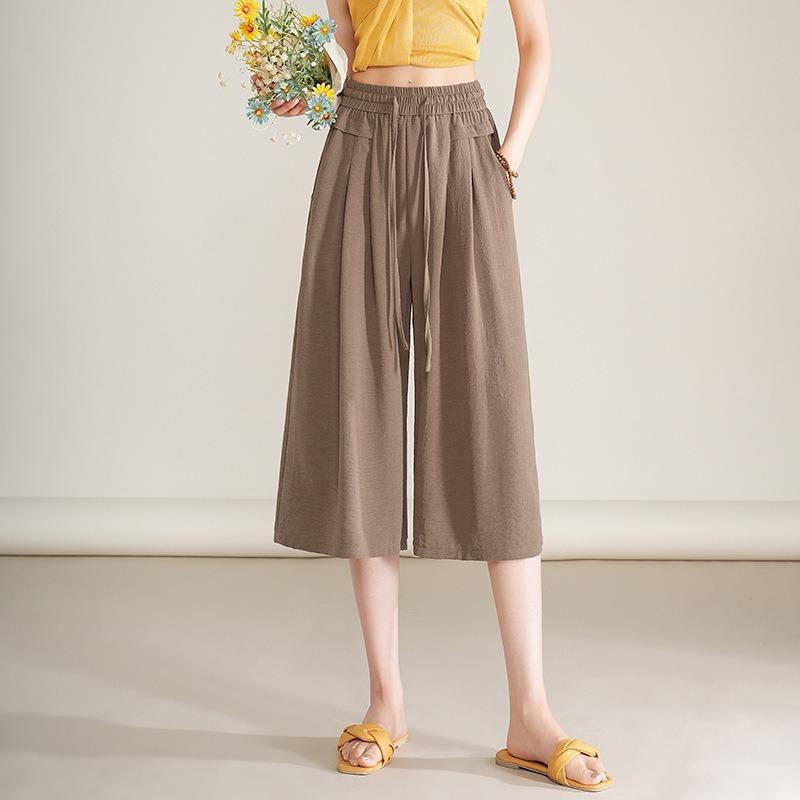 

Женские летние новые свободные с высокой талией модные универсальные плиссированные драпированные брюки Lazy Wind Dress Pants Seven Pants 4XL хаки