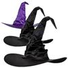 Halloween Witch Hat Black Folds Wizard Hats for Women Men Masquerade Party Carnival Costume Cosplay Props Halloween Decorations