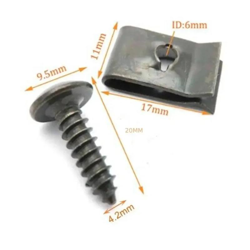 40pcs Mixed U-Type Metal Screw Clips with Anti-Rust Protection for Car & Motorcycle Fastener Tapping Buckle