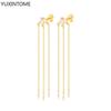 925 Silver Needle Long Chain Stud Earrings For Women Exquisite Zircon Geometric Tassel Pendant Earrings Luxury Jewelry