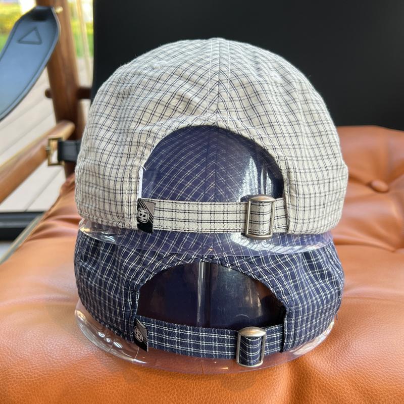 Spring and Summer Letter Embroidery Soft Top Baseball Cap Female Fresh Versatile Plaid Cap Showing Face Small Male Trend
