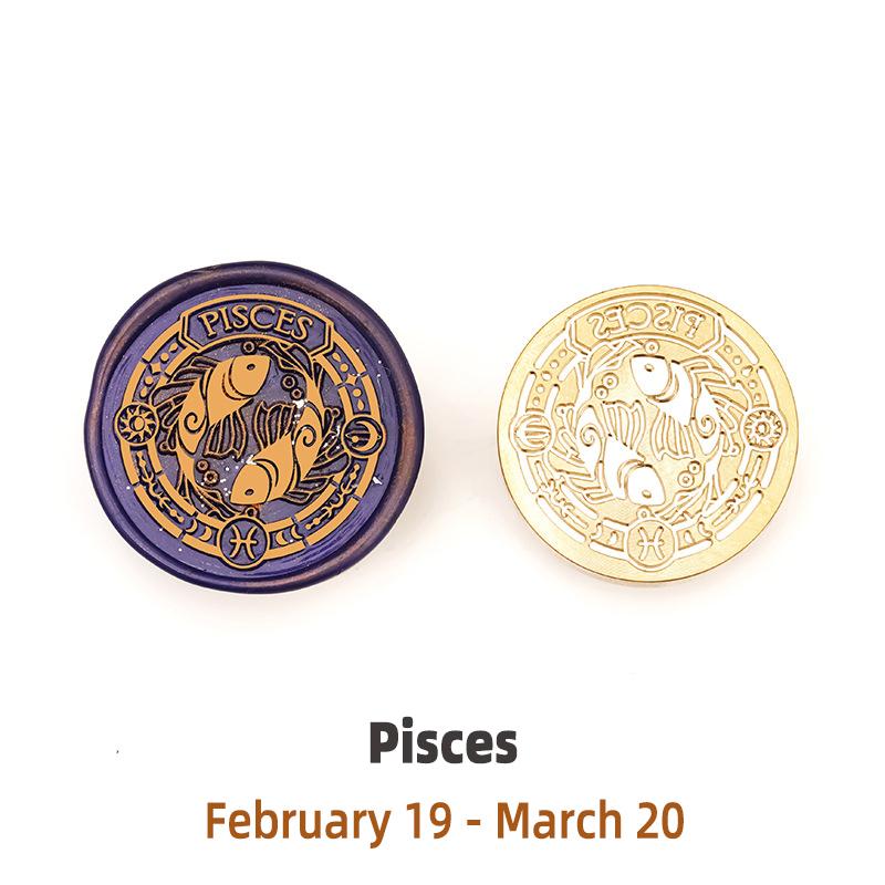 

High Quality Brass Stamp Wax Sealing Head Vintage 12 Zodiac Wax Seal Stamp Copper Heads for Scrapbooking Envelopes Sealing