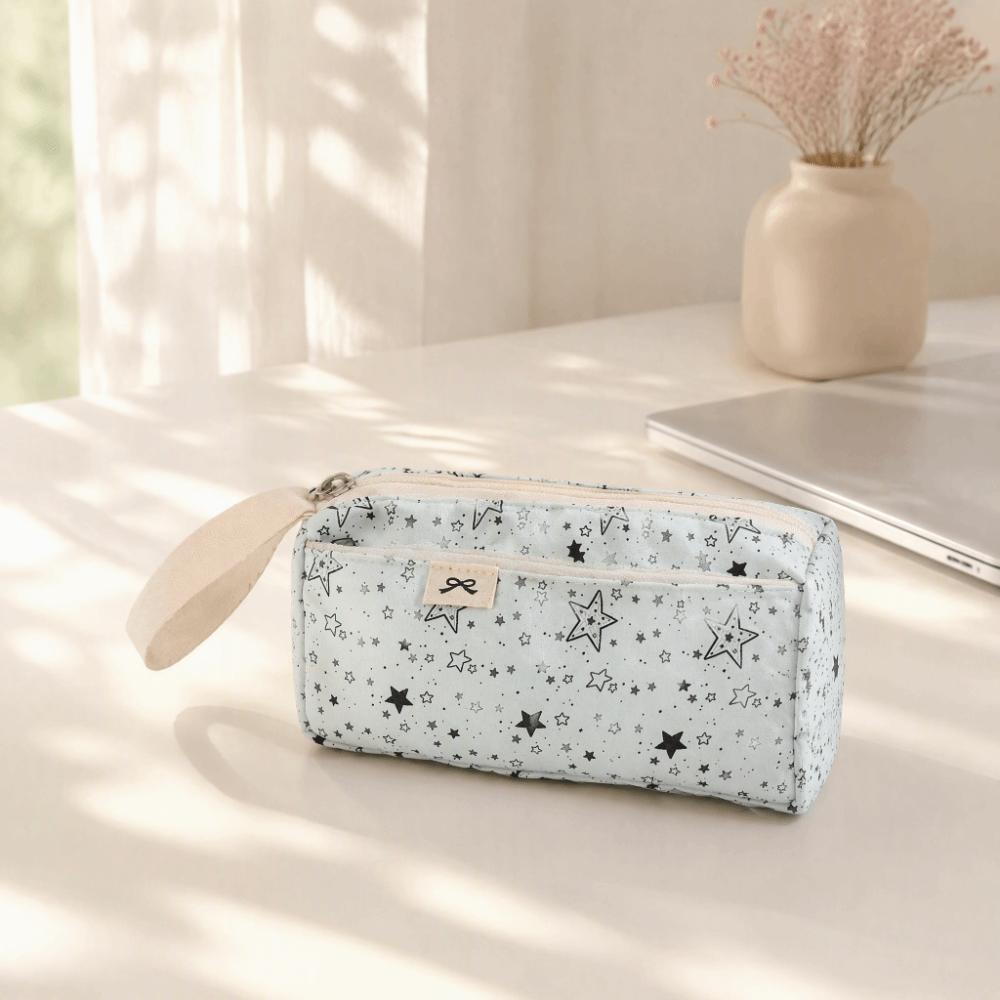 Large Capacity Pencil Case Star Print Stationery Bag Portable Stationery Pouch School Supplies