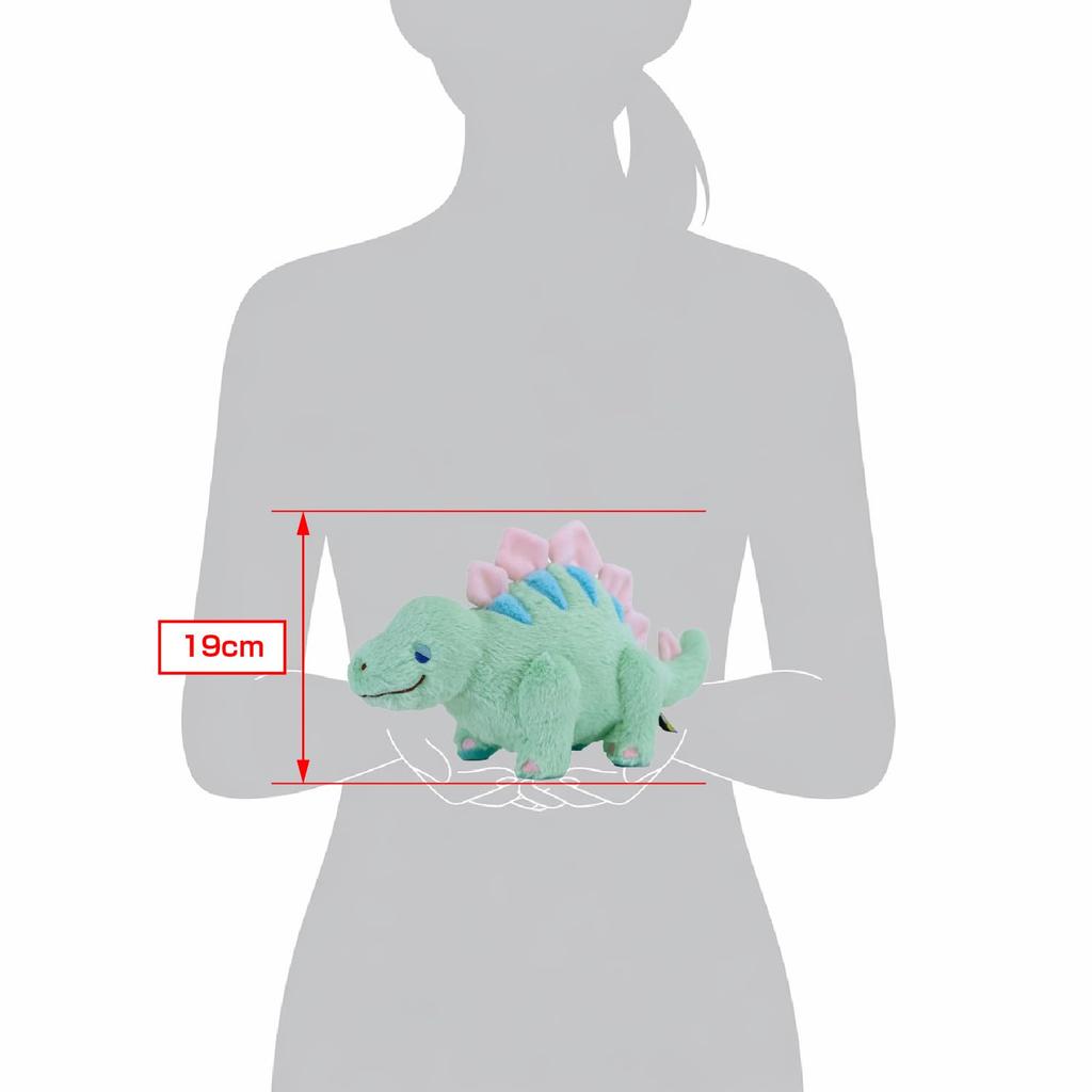 SunLemon Fluffies Rainbow Plush Toy M Stegosaurus 12 X 33 X 19cm Plush Dinosaur Colorful Cute SNS Plush Photo Shoot Fluffy Green P-1363