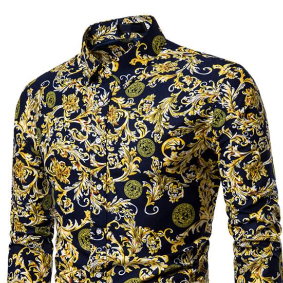 Men Shirt Colorful Print Eye-catching Soft Spring Shirt for Parties