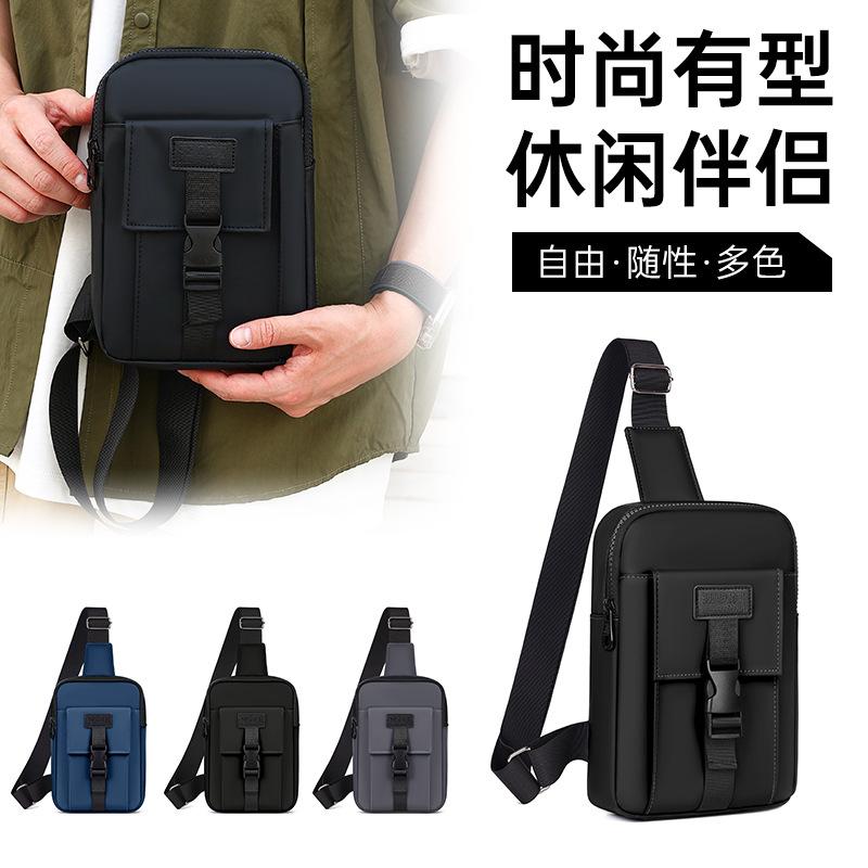 

New product men s simple and fashionable shoulder bag casual commuting multi-functional small bag mobile phone bag multi-pocket messenger bag чёрный