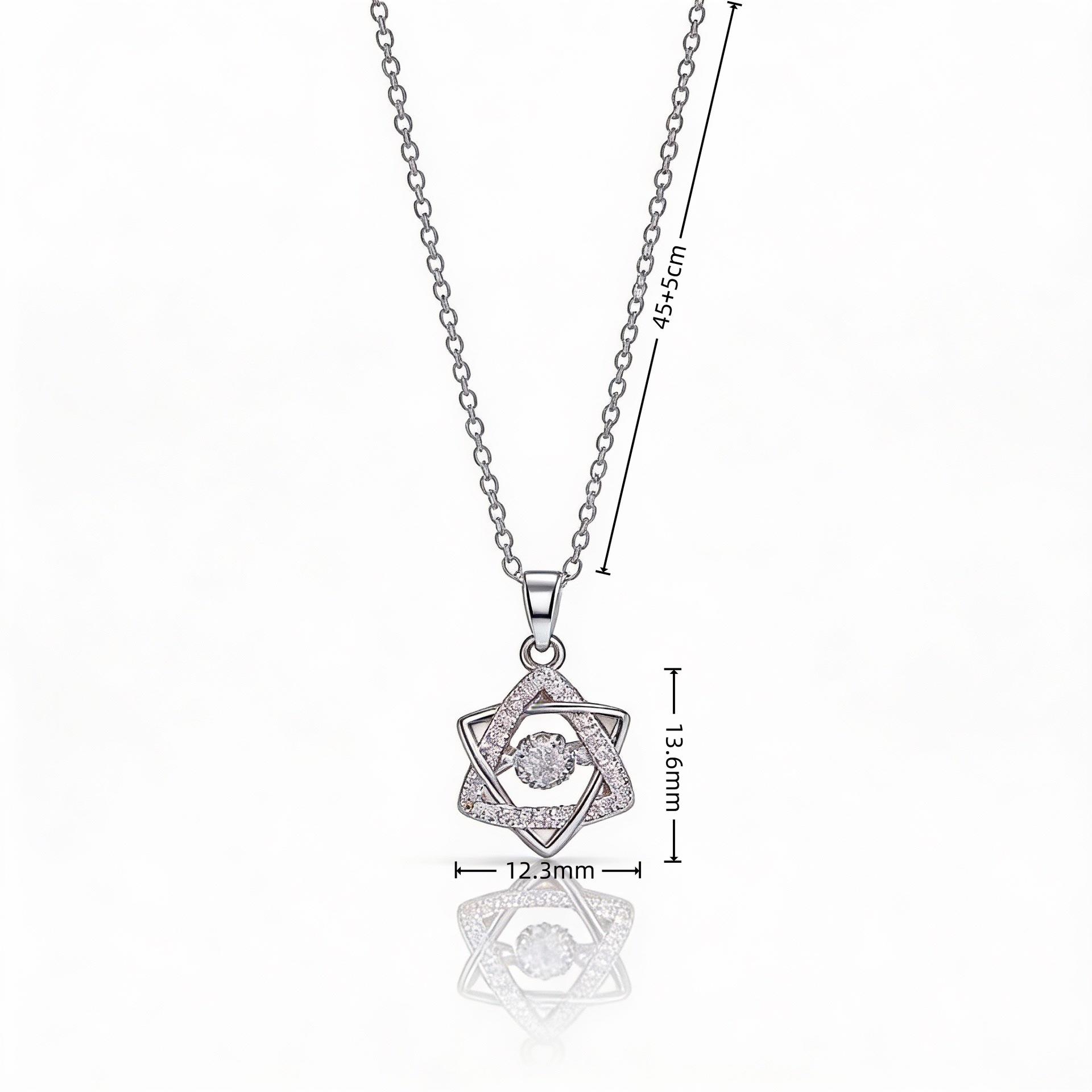 Женское Роскошное Титановое Стальное Ожерелье-Подвеска в Форме Гексаграммы - Минималистичный и Классический Дизайн