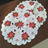 Popular Christmas Poinsettia Flower embroidery table place mat Cloth placemat coaster kitchen Table Surface decoration and accessories for Home