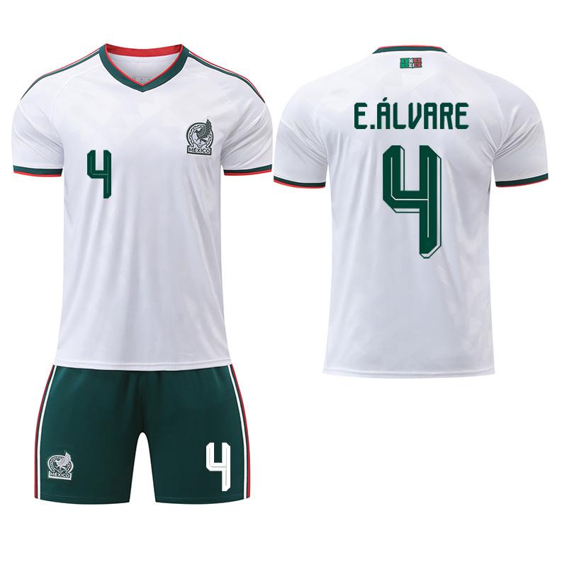 2526 World Cup Mexico Away Football Jersey No. 14 Jersey, White 9 Raul 22 Lozeno Correct Set