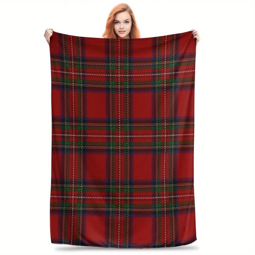 Coperta Morbida e Confortevole in Pile Flanella Stampata Tartan Scozzese per Tutte le Stagioni Adatta per Divano Letto Viaggio e Ufficio