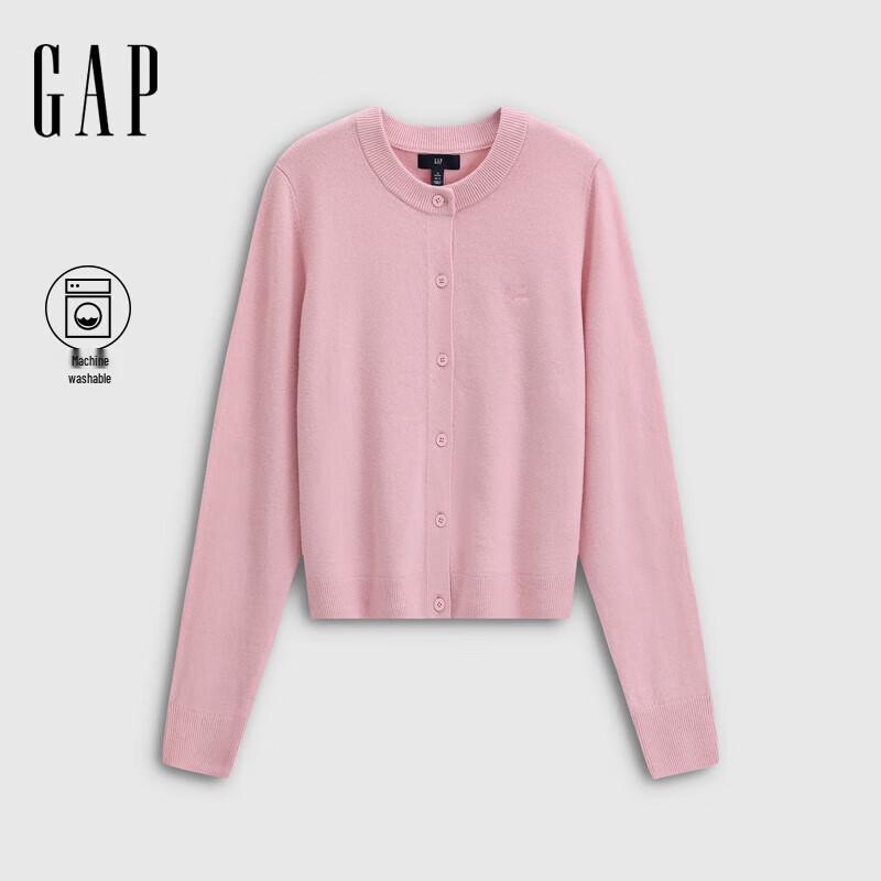 Gap Damen Cardigan 2025 Herbst Gesticktes Logo Figurbetont Rundhals Weicher Strick