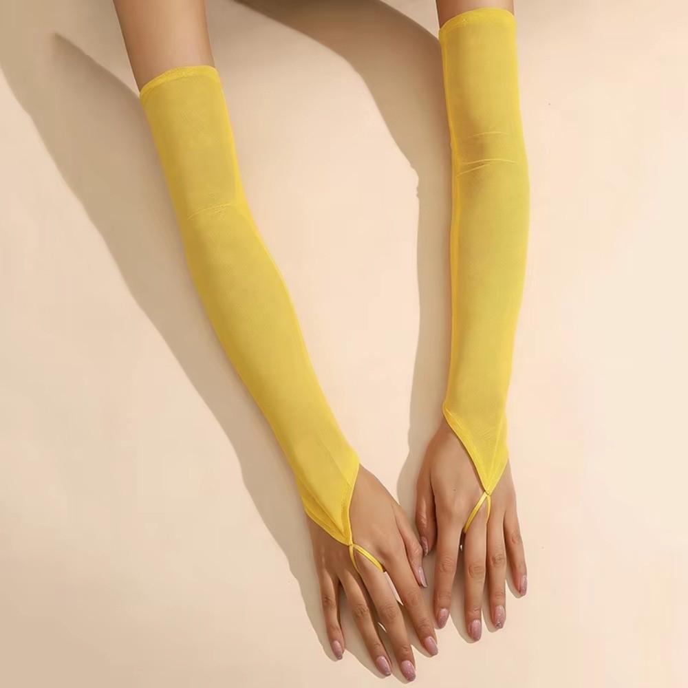 50cm Sun Protection Women Gloves Stretchy Sheer Mesh Gloves Fashion Long Fingerless Gloves  Wedding