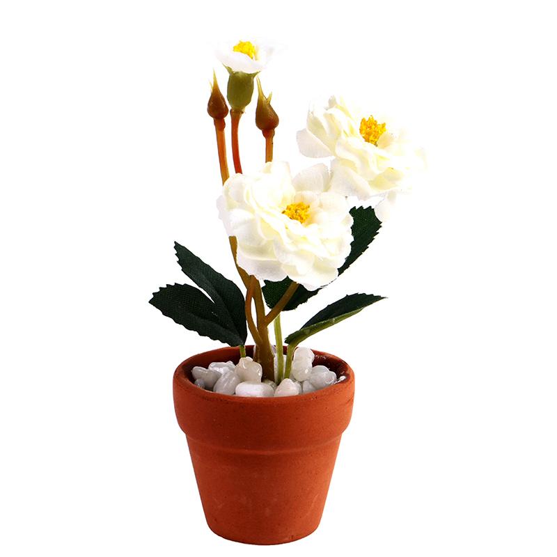 1:12 Dollhouse Mini Orange Tree Snow Conifers Moonflower Leafy Plant Potted Green Potted Plants Bucket Flower Home Garden Decor