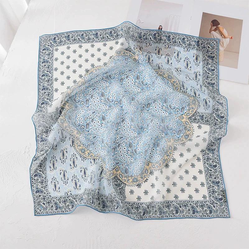 New 100% Natural Silk Scarf Square Female Fashion Beach Pashmina Bufanda Women Shawl Wraps Bandana Scarves Foulard écharpe 65cm