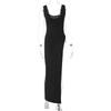 2025 Sexy Sleeveless Side High Split Dress Solid Backless Women Midi Dresses Summer Party Club Streetwear Clothes Y2K