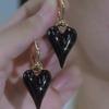 1Pair Fashion Creative Light Luxury Enamel Heart Pendant Earrings Elegant Temperament Women Daily Exquisite Jewelry Accessories