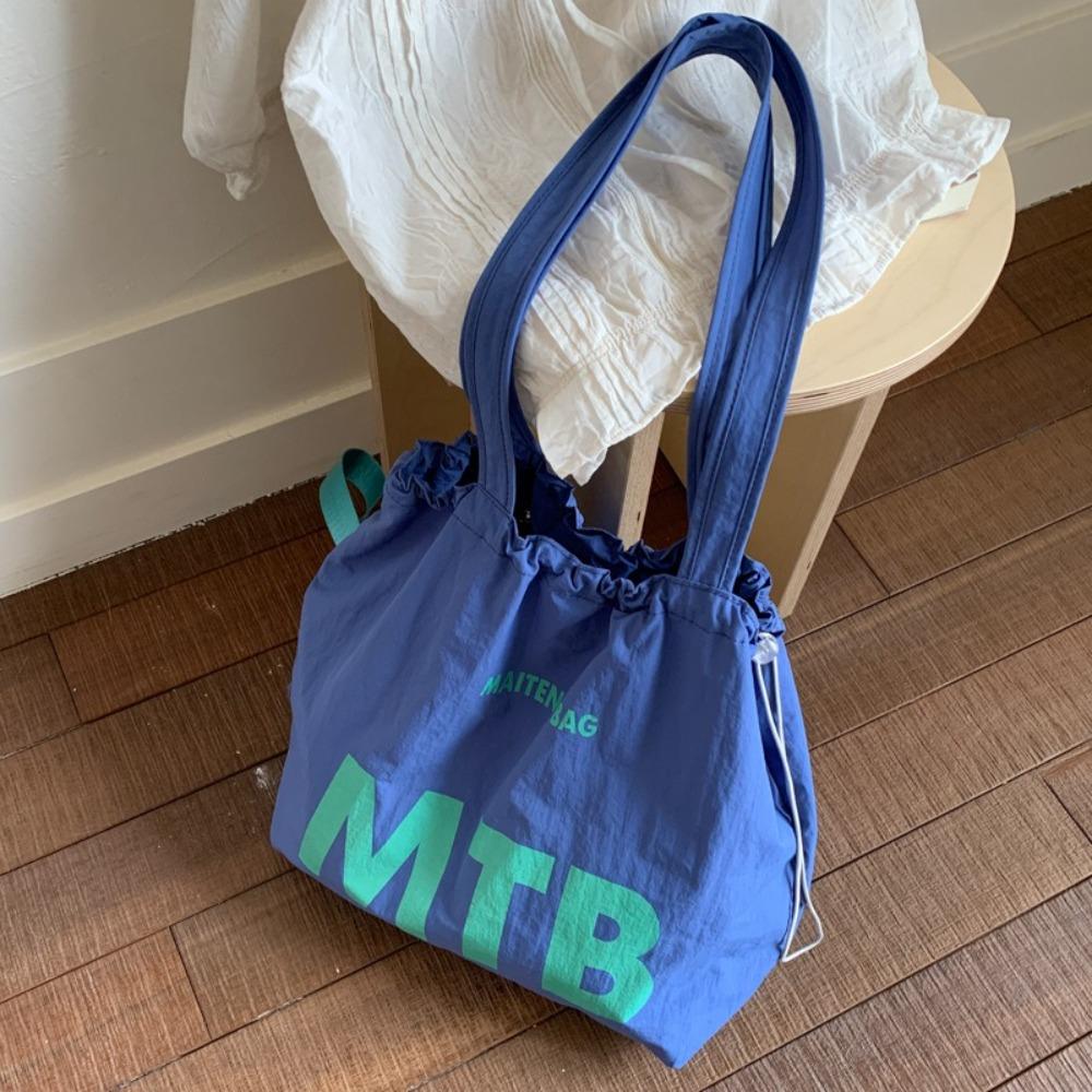 Light Weight Drawstring Bags Nylon Tote Bags Fashion Letter Shoulder Bag  Female