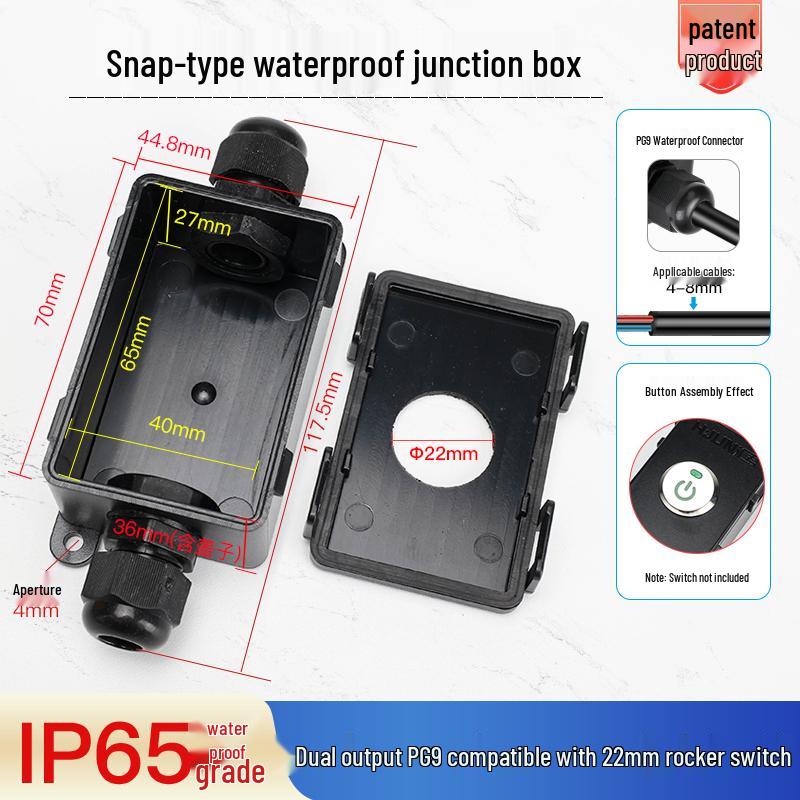 Waterproof Round Boat Rocker Switch with Illuminated Button, 2 Pins, 6A 250V, 20mm Hole