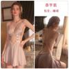 Women's Lace Bow Backless Cami Sleep Dress Lounge Set