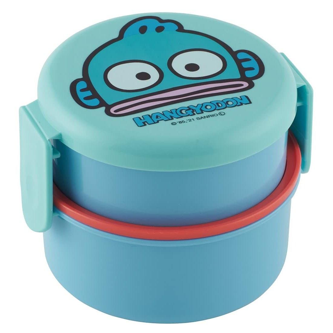 Skater Bento Box Antibacterial 2-Tier Lunch Fork Round Onigiri Case 500ml Made Japan Microwave Safe Sanrio Hangyodon ONWR1AG-A