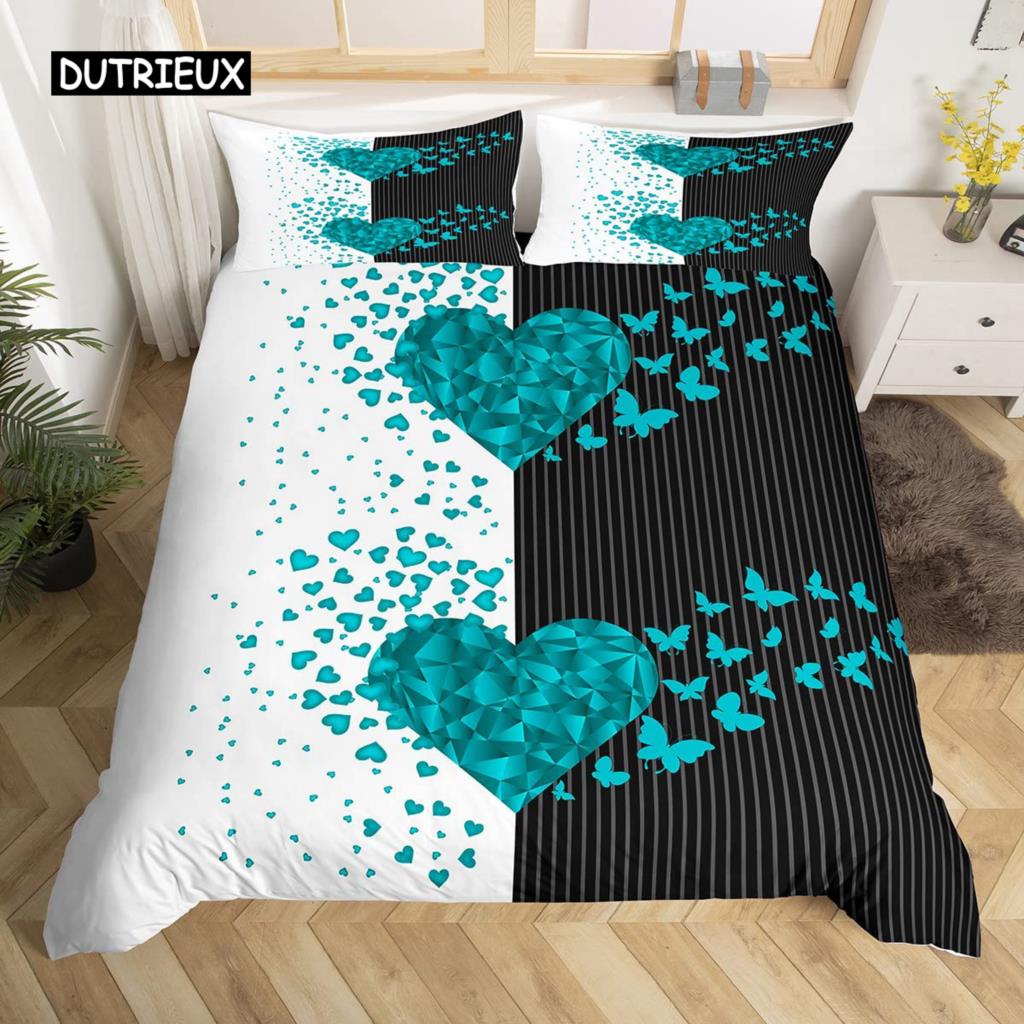 Páry Moderní Povlak na přikrývku Queen 220x240 260x240 Sada povlečení s korunkou Černá Bílá Povlak na manželskou postel 2 sp. Set pro dospělé