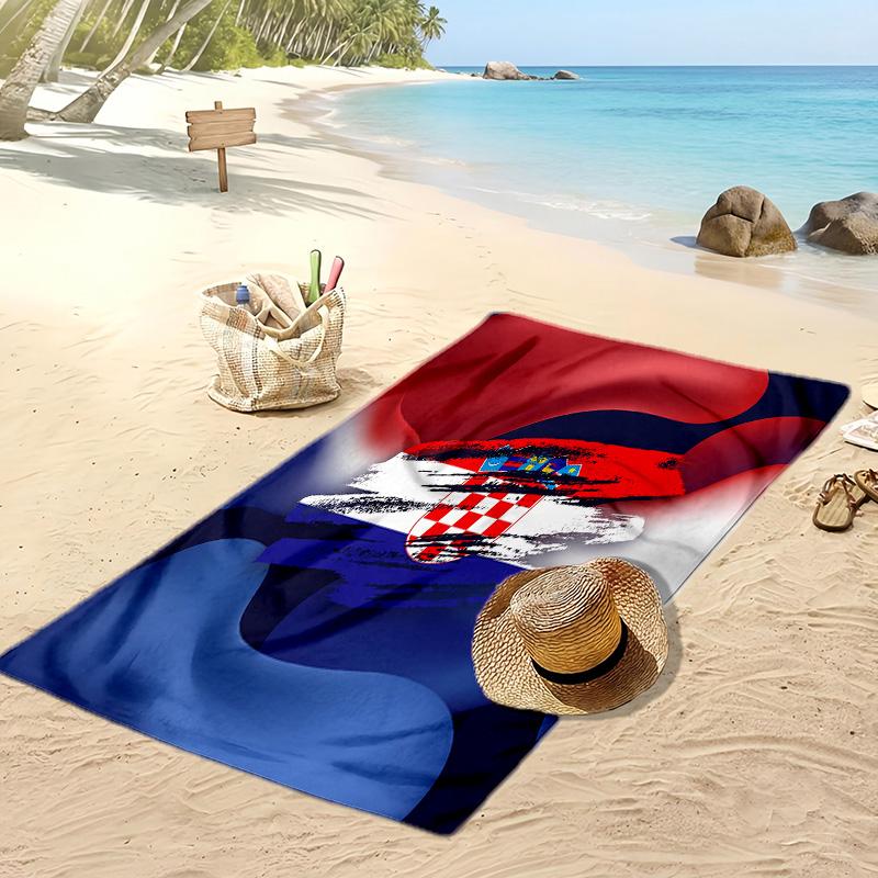 Asciugamano da Spiaggia con Stampa Calcio Croazia Asciugatura Rapida Super Assorbente Morbido Asciugamano da Bagno per Nuoto Spiaggia Viaggio Souvenir Regalo per Fan