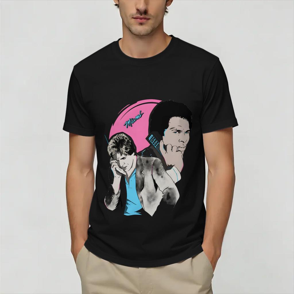 Vintage Miami Vices Unisex T-Shirt Lustige T-Shirts Kurzarm Rundhals T-Shirts 100% Baumwolle Erwachsenenkleidung