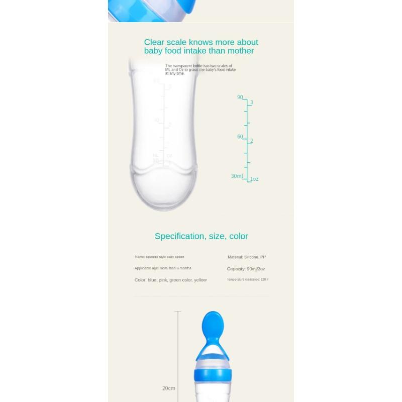 Squeezing Feeding Bottle Cup Baby Pacifier Feeding Set Silicone Cereal Food Supplement Feeder Tableware
