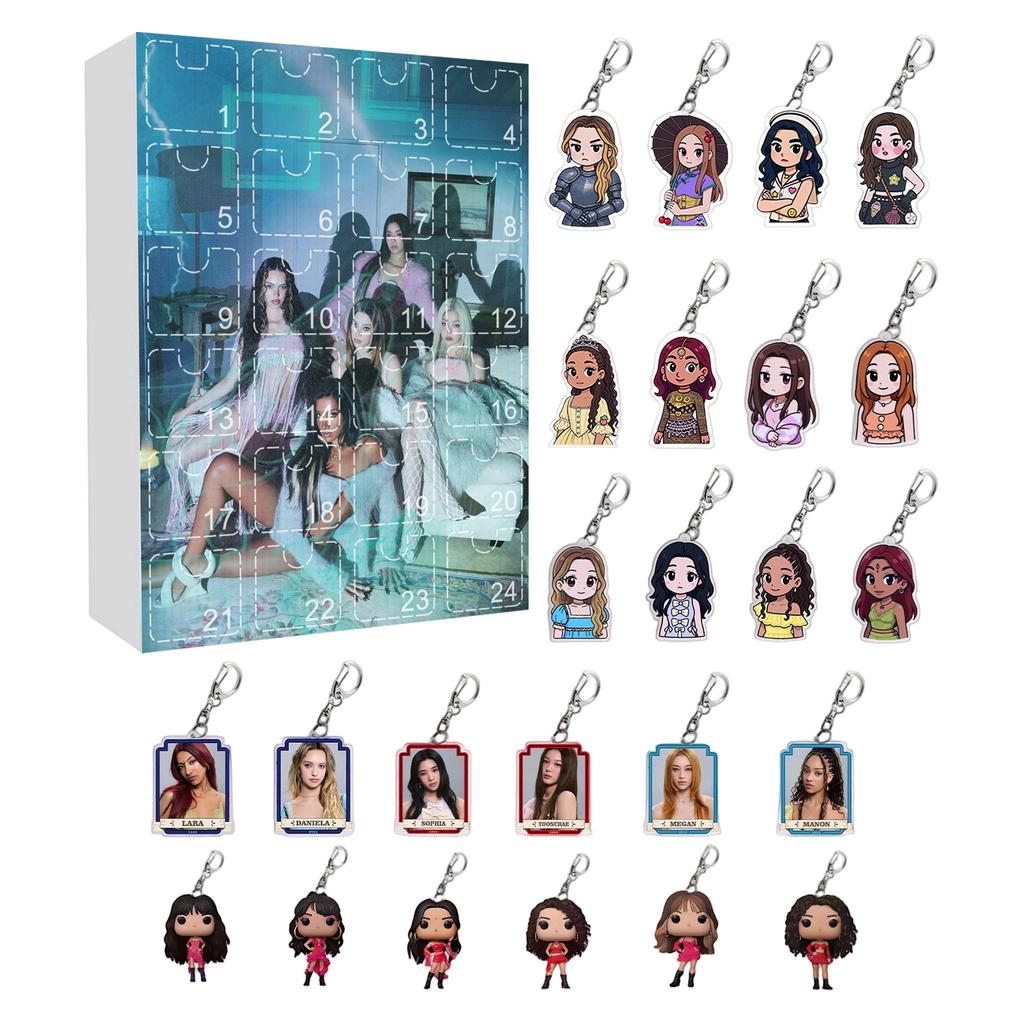 Days Countdown Advent Calendar with Surprise Boxes, 2D Flat Design Christmas Holiday Calendar