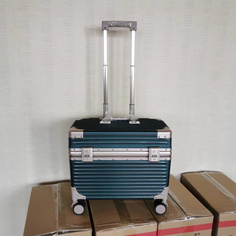 18" Aluminum Frame Top-Opening Suitcase with Universal Wheels for SLR Photography Travel, Flight Attendant, or Business Carry-On.