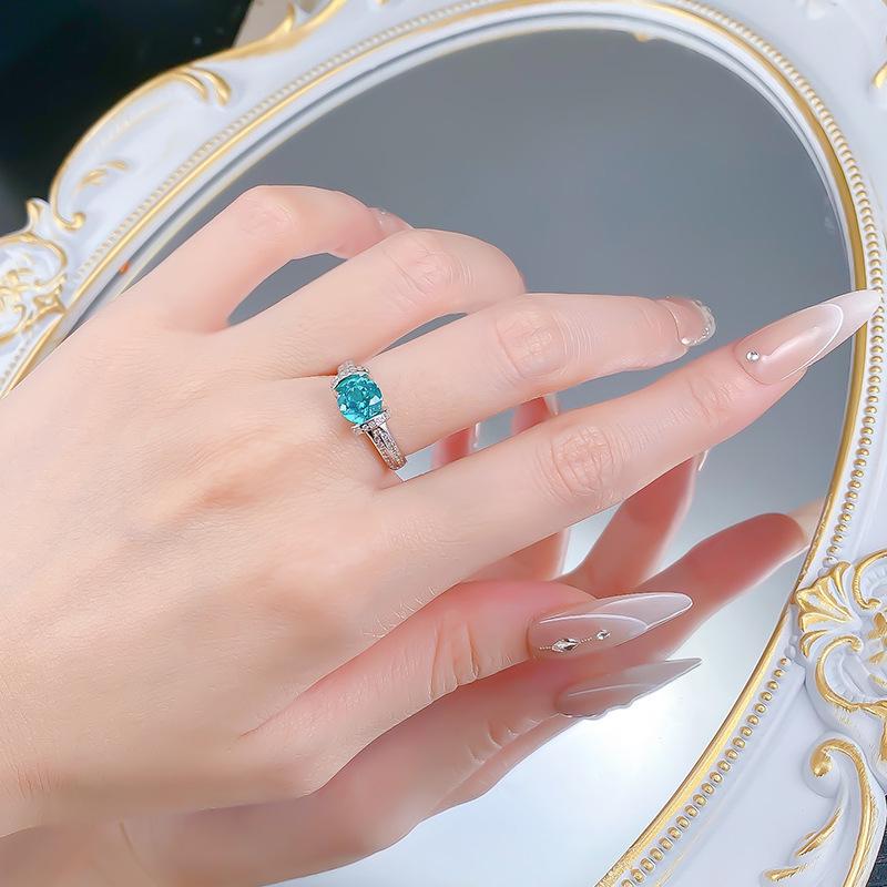 Inel MooKing Jewelry Argint S925 Diamant Culoare Paraiba Rotund