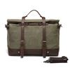 Large Capacity Men's Portable Travel Bag Outdoor Waterproof Luggage Bag Oil Wax Canvas with Crazy Horse Cowhide Crossbody Bag
