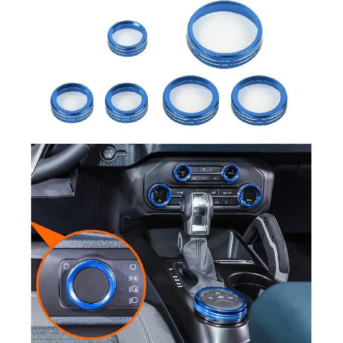 Savadicar CKT01 Billet Aluminum Control Knob Trim Sets, Headlight/4WD/HVAC Climate Control Knob Ring Bezels, Air Conditioner/Radio Switch Cover for