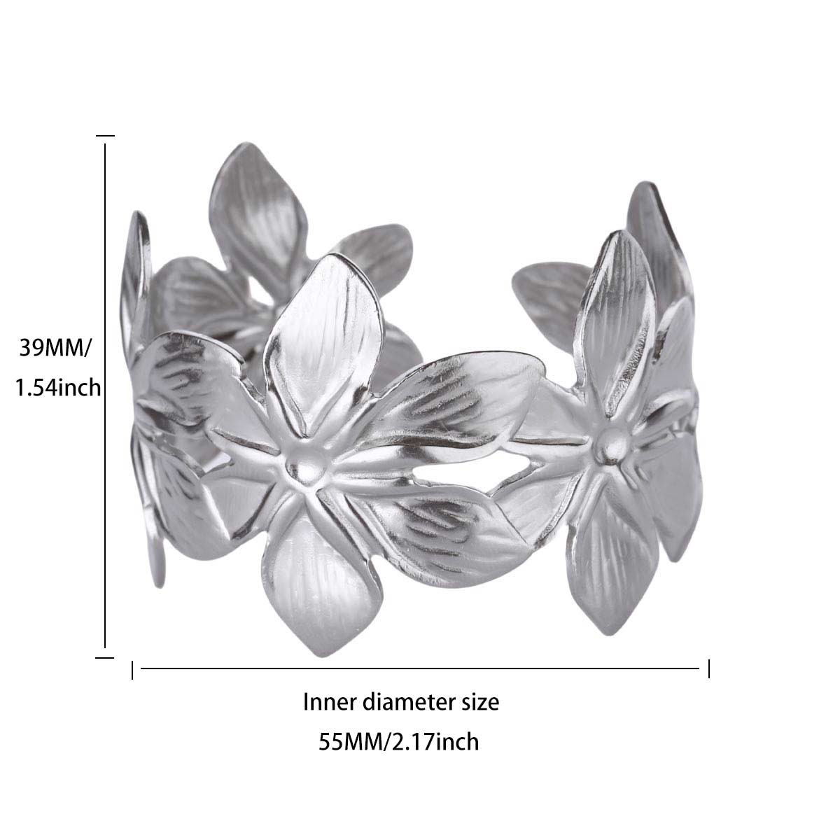 

Багатошаровий браслет з нержавіючої сталі з великими квітами, мідного кольору, широкий відкритий браслет-манжета для жінок, весільні цирконові аксесуари для відпустки, подарунок