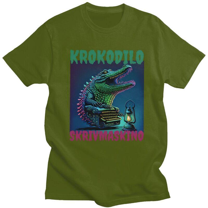 Mens Krokodilo Skrivmaskino Funny Swedish Brainrot Meme T Shirts Short Sleeve 100 Cotton TShirt Loose Fit Summer Tyle Clothing